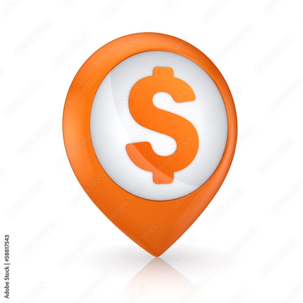 GPS icon with symbol of dollar. GPS icon with symbol of dollar.