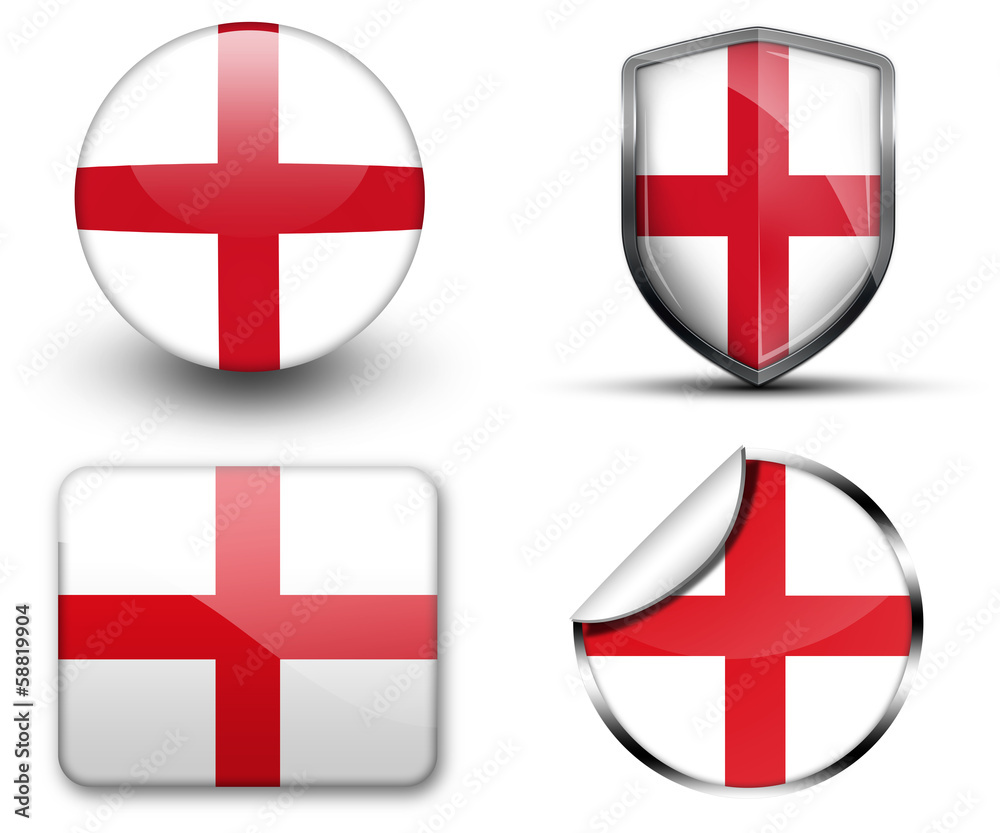 Fototapeta premium England flag button sticker and badge