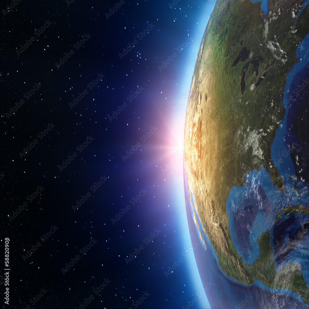 Fototapeta premium North America sunset from space