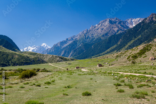 Rural landscape in Tien Shan mountains