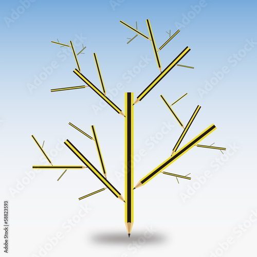 ARBOL LAPICES FONDO AZUL
