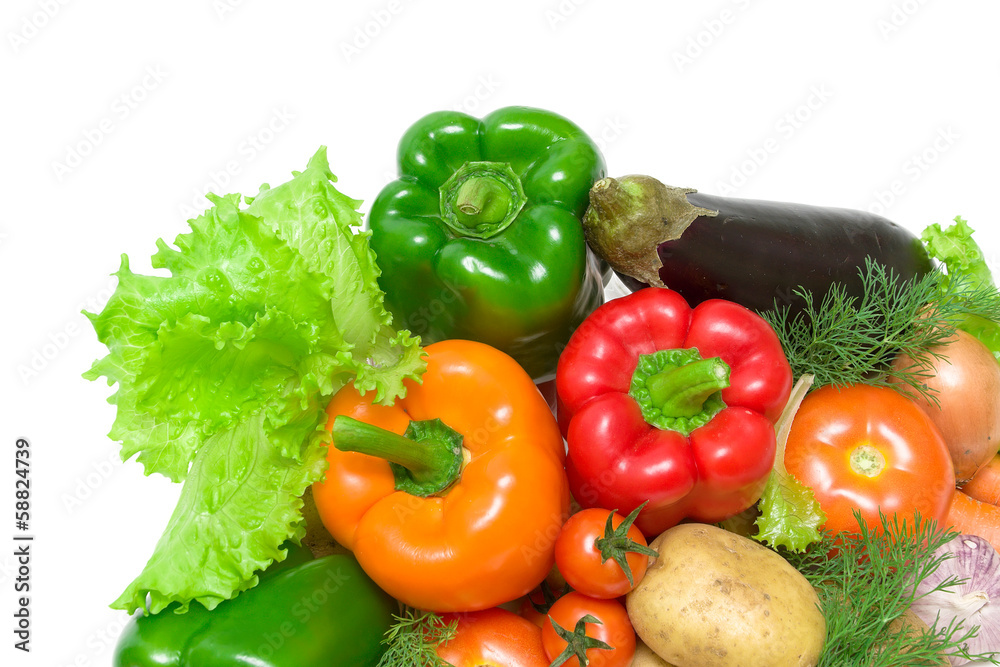 fresh vegetables closeup on white background fresh vegetables closeup on white background