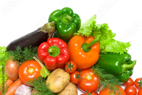 ripe fresh vegetables on a white background closeup