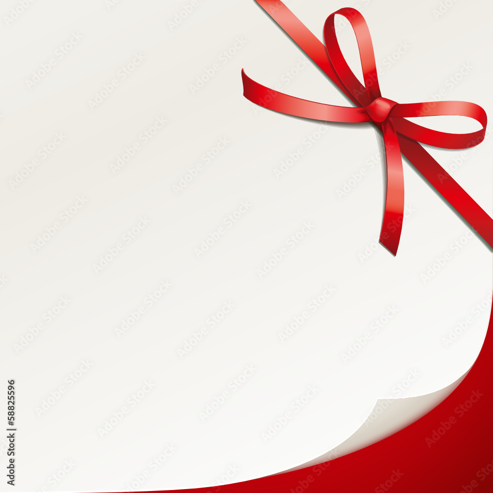 Karte mit roter Schleife - Papercurl Karte mit roter Schleife - Papercurl