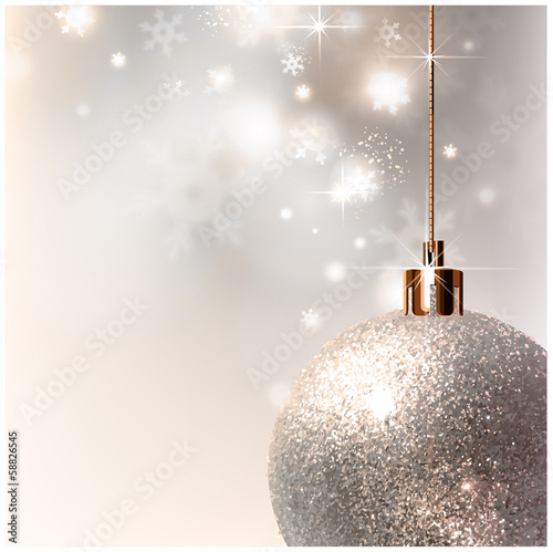 light Christmas background with light gray evening ball