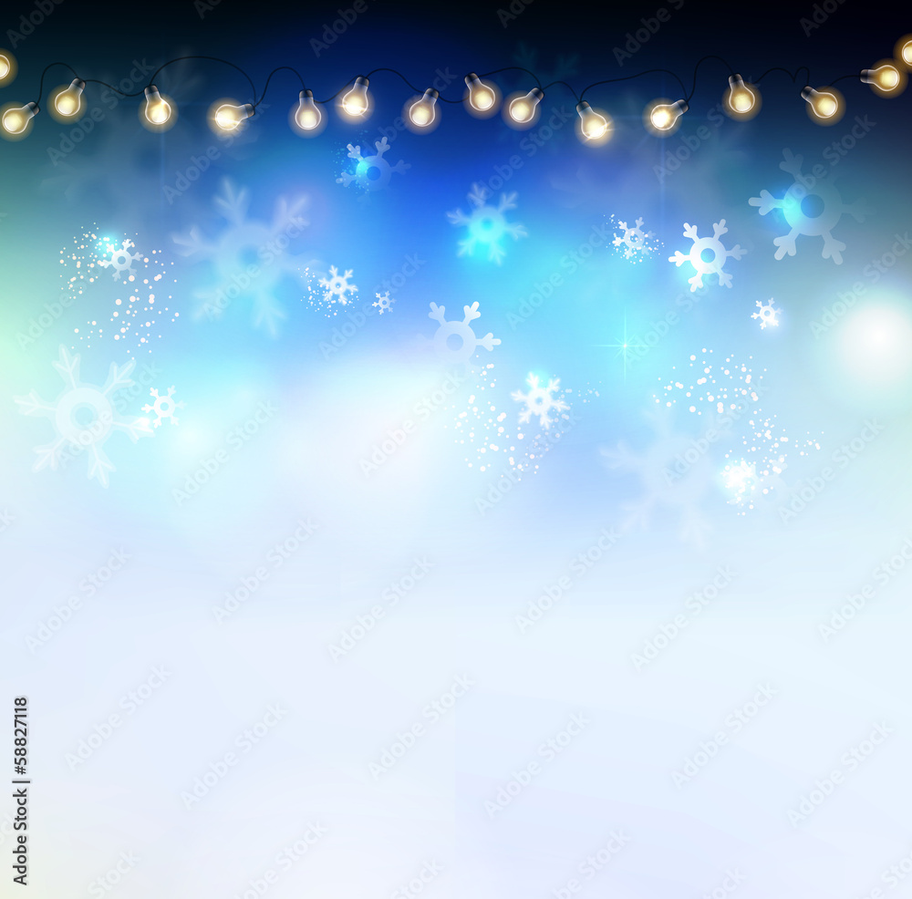 Christmas abstract blue background with garland Christmas abstract blue background with garland