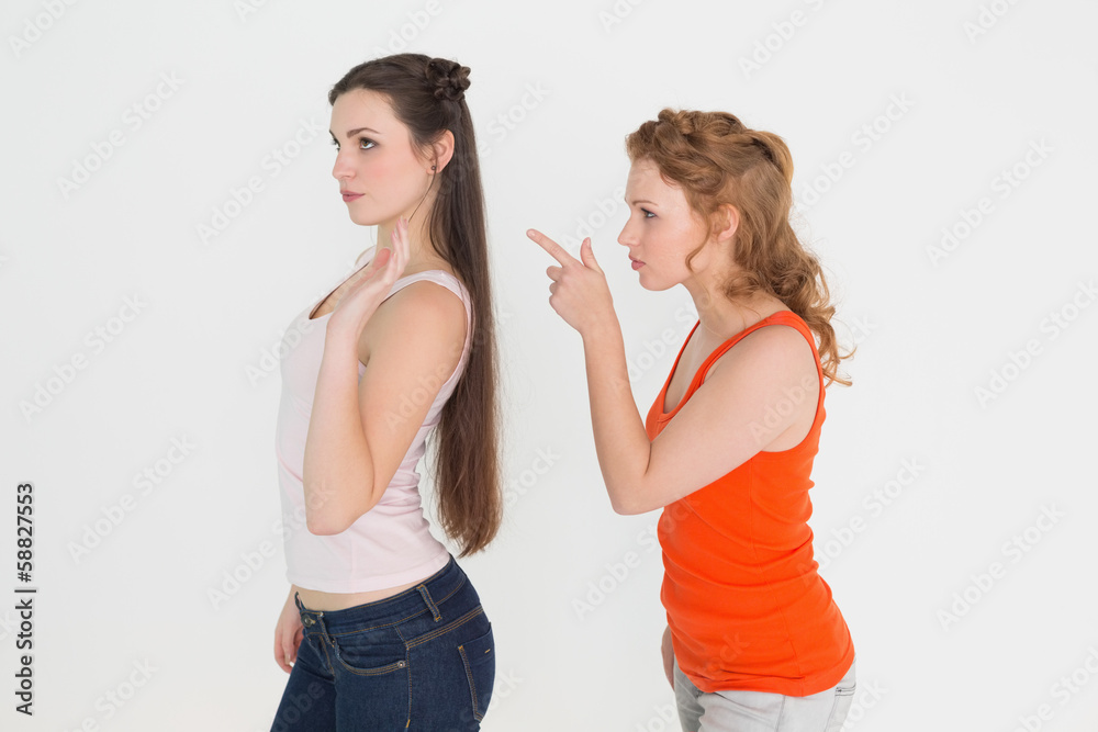 Angry young female friends having an argument Angry young female friends having an argument