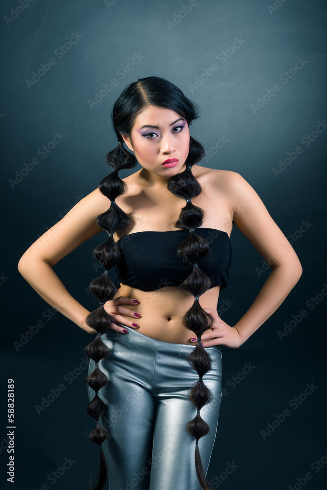 Beautiful brunette Asian woman with long black hair Beautiful brunette Asian woman with long black hair