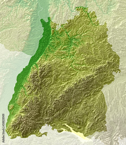 Topografische Reliefkarte Baden-Württemberg (Deutschland) und Umland photo