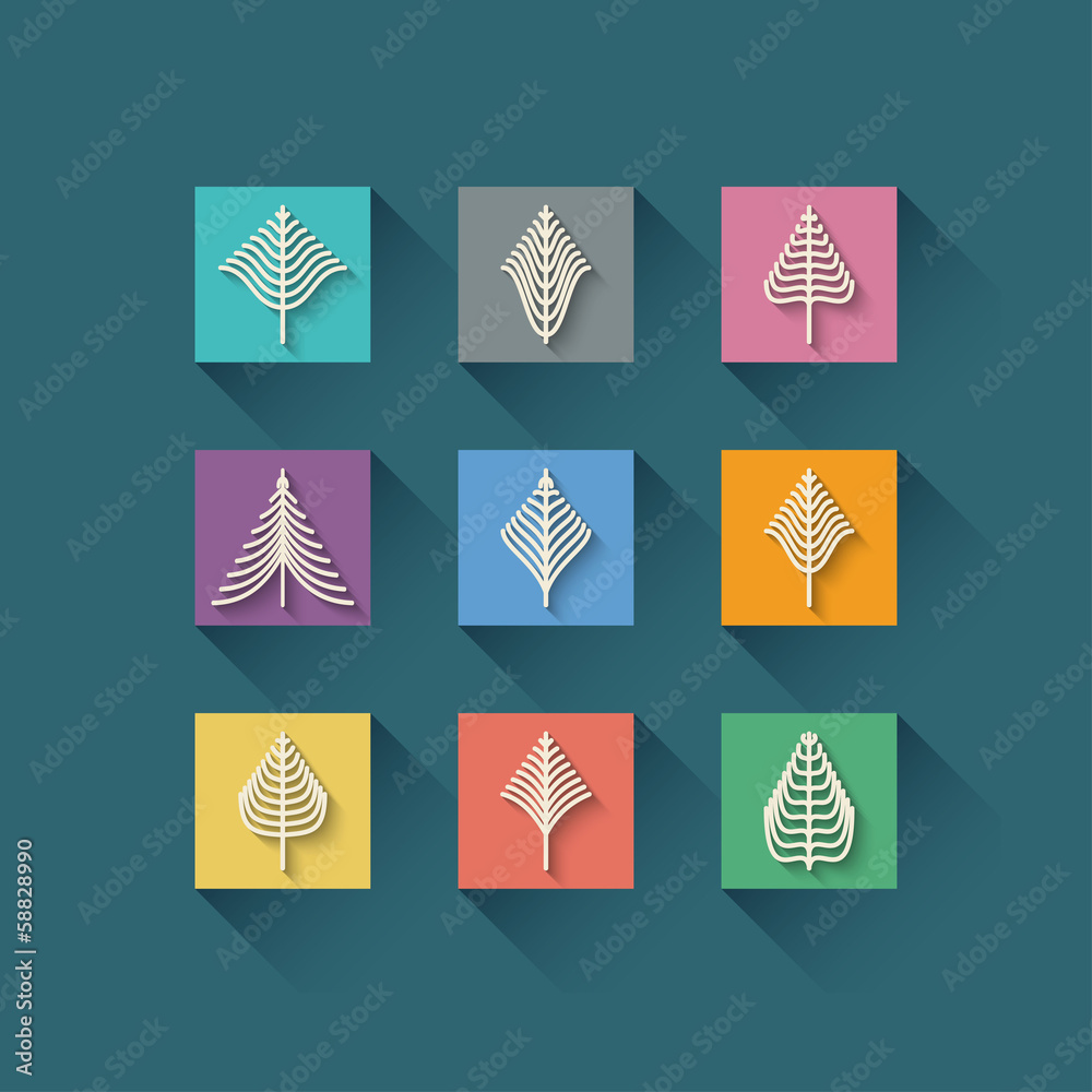 Abstract christmas tree in flat style on orange background Abstract christmas tree in flat style on orange background