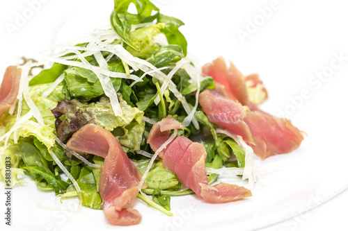 salad of arugula and tuna vegetables