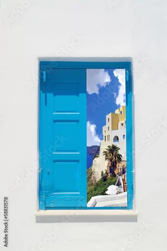 Fototapeta Tradycyjny grecki okno na Sifnos wyspie, Grecja