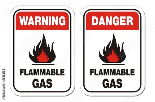 warning and danger flammable gas signs