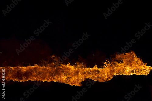 Blazing flames on black background