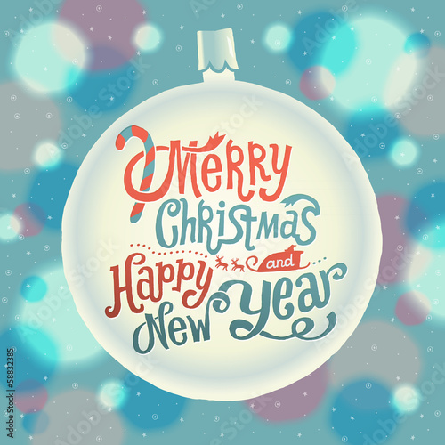 Merry Christmas and Happy New Year Greeting card