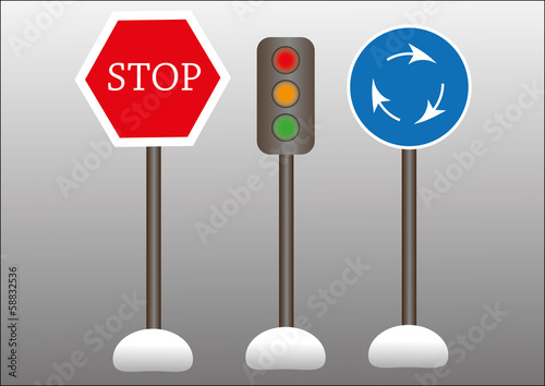 Verkehrsschild Verkehrsschilder Ampel Stopschild Kreisverkehr