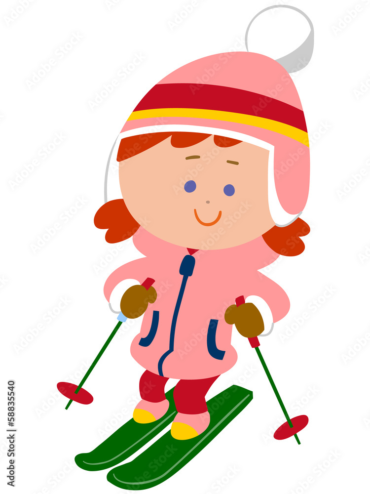スキーする女の子のイラスト Stock Vector Adobe Stock