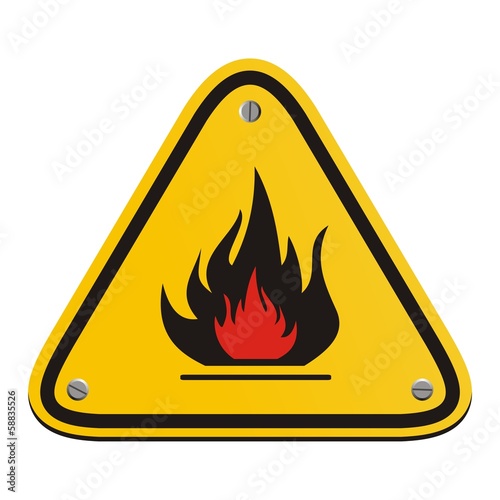 flammable triangle yellow sign