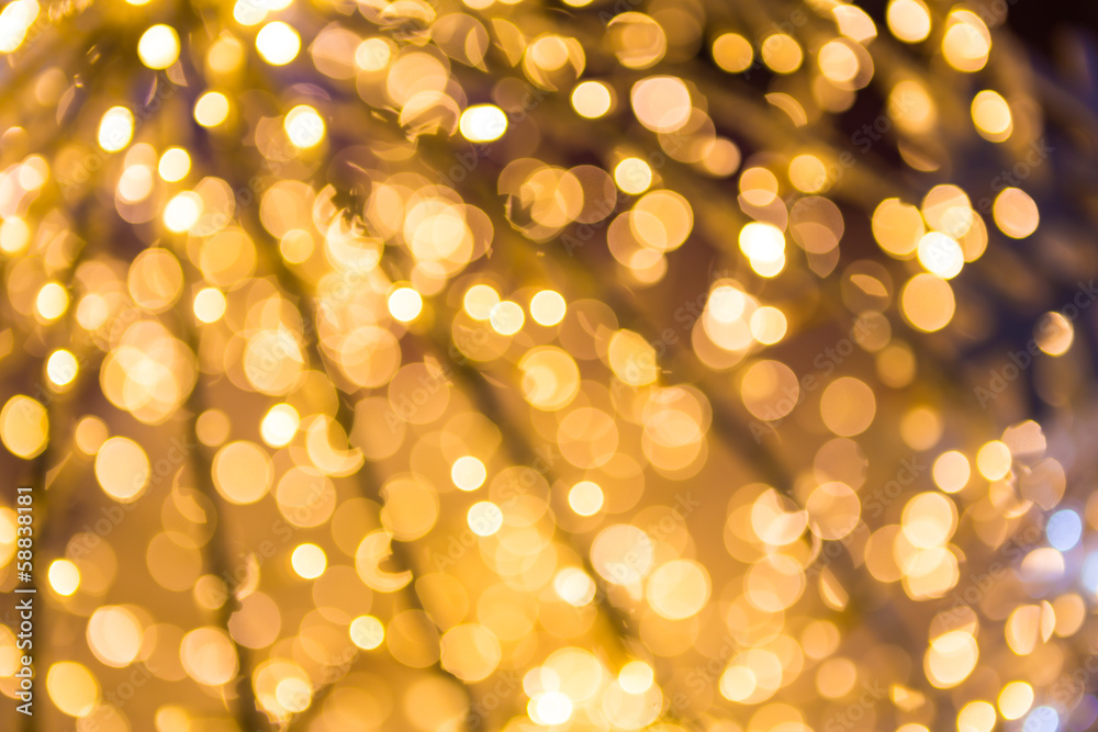 Bokeh defocused gold abstract christmas background
