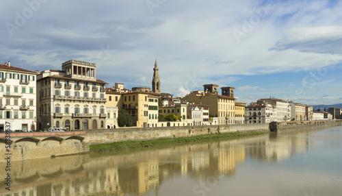 Florence landscape with reflection on Arno river