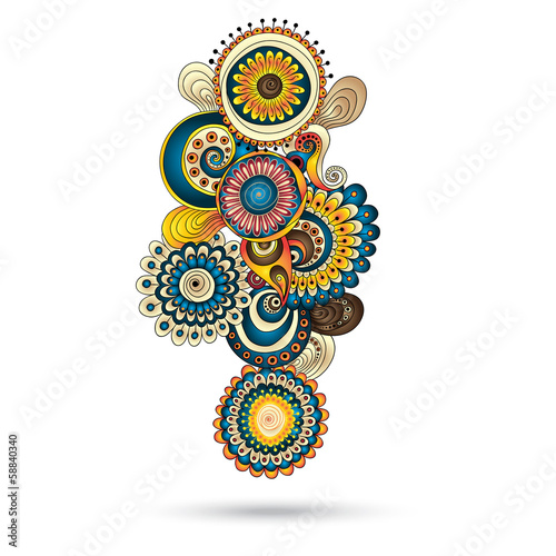 Henna Paisley Mehndi Doodles Design Element.