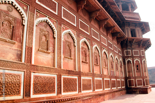 Carving stone wall of Agra Fort India