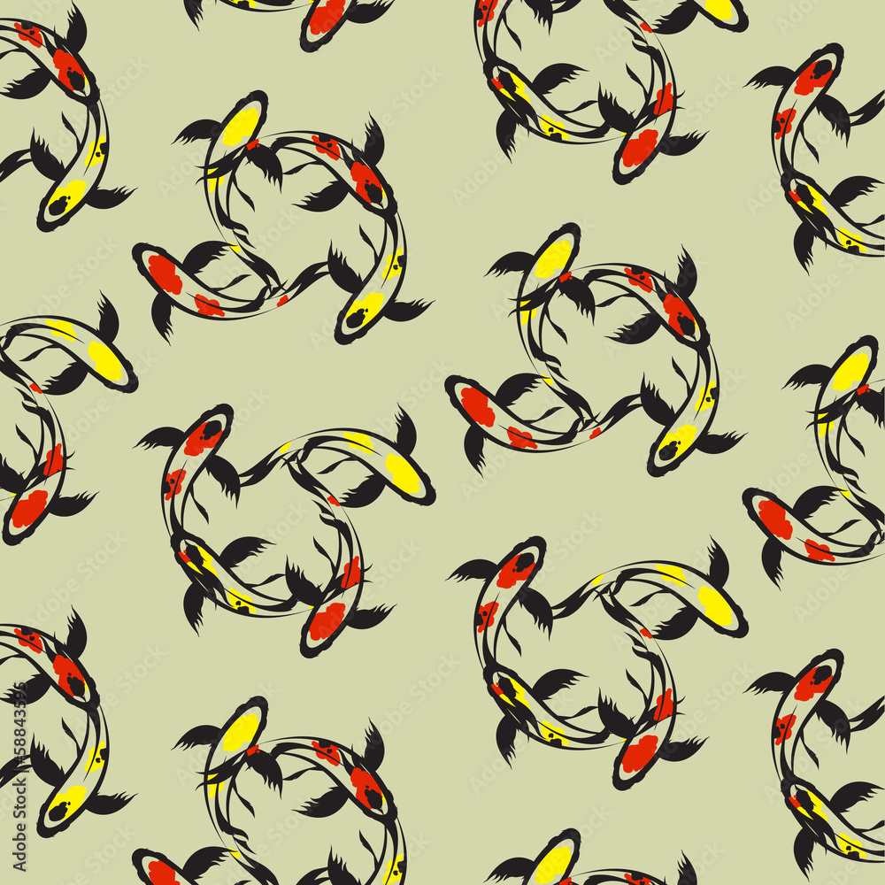Seamless wallpaper carp koi Stock Vector | Adobe Stock