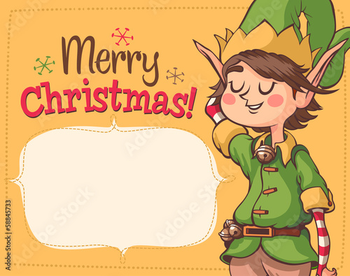Christmas elf character. Vector illustration.