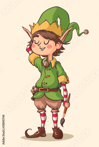 Christmas elf character. Vector illustration.