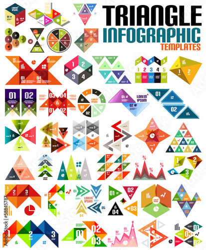 Huge geometric shape infographic template set