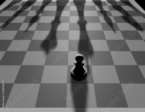 one against all concept with chess pawn photo