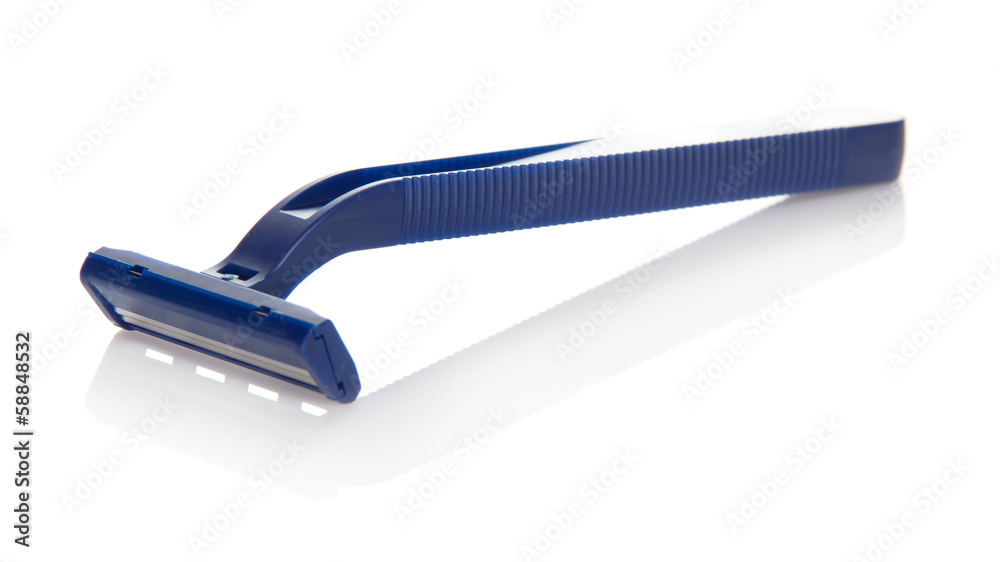 The blue disposable safety razor The blue disposable safety razor