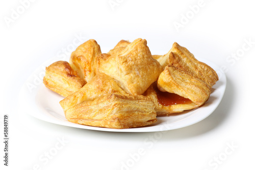 croissants on a plate, isolated