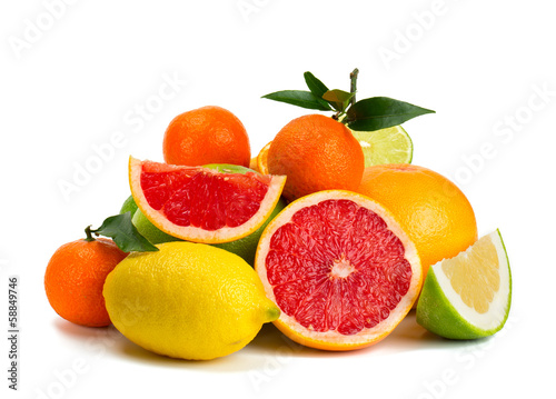 citrus fruits isolated on white background