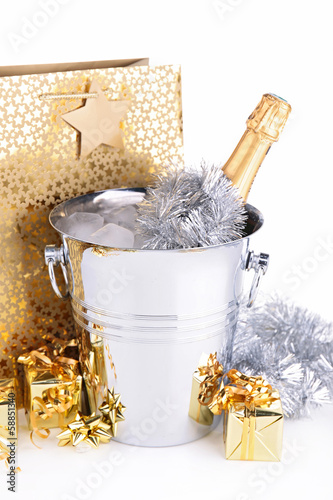 champagne bottle in bucket photo