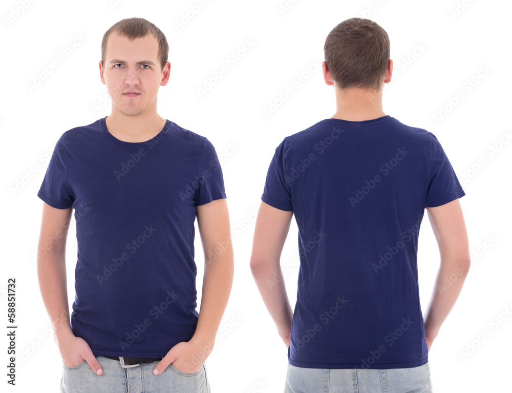 young attractive man in blue t-shirt isolated young attractive man in blue t-shirt isolated