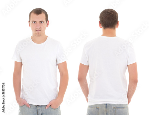 young attractive man in white t-shirt isolated