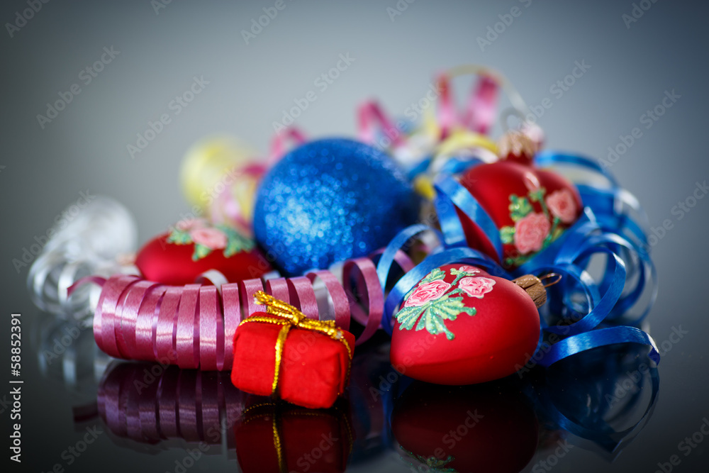 Fototapeta premium Christmas decorations colored