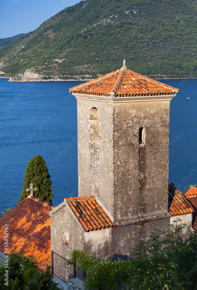 Old Orthodox Church in Perast town. Kotor Bay, Montenegro