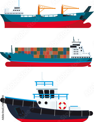 cargo Vessels and tugboat