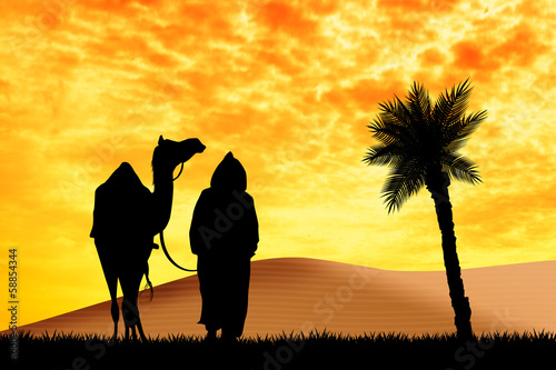 Valokuva bedouin with camel in the desert