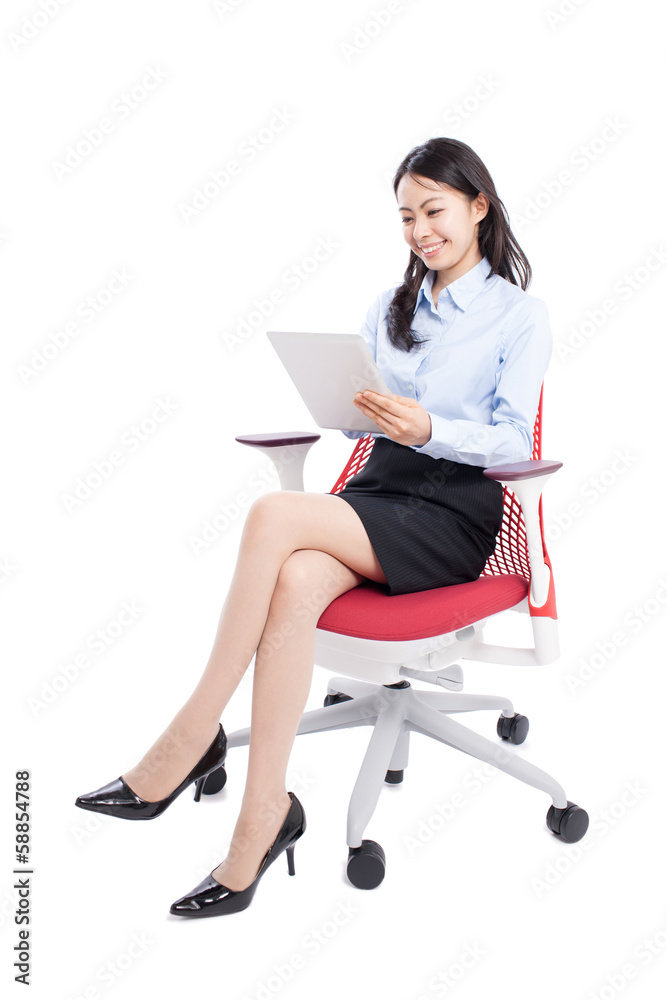 タブレットを使う女性 タブレットを使う女性