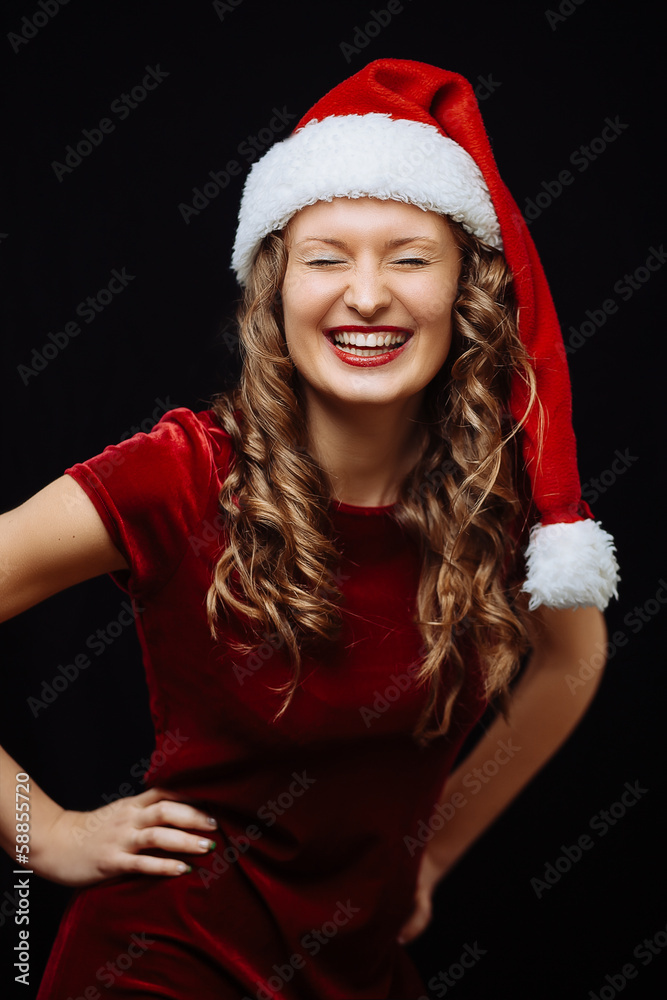 Santa brunette girl