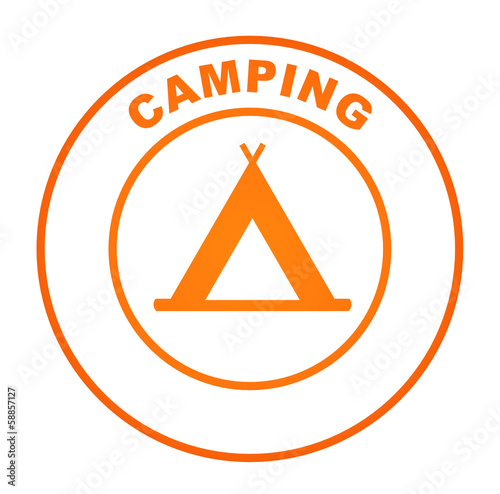 camping sur bouton web rond orange