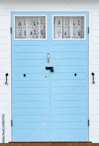 Nautical theme beach hut doors