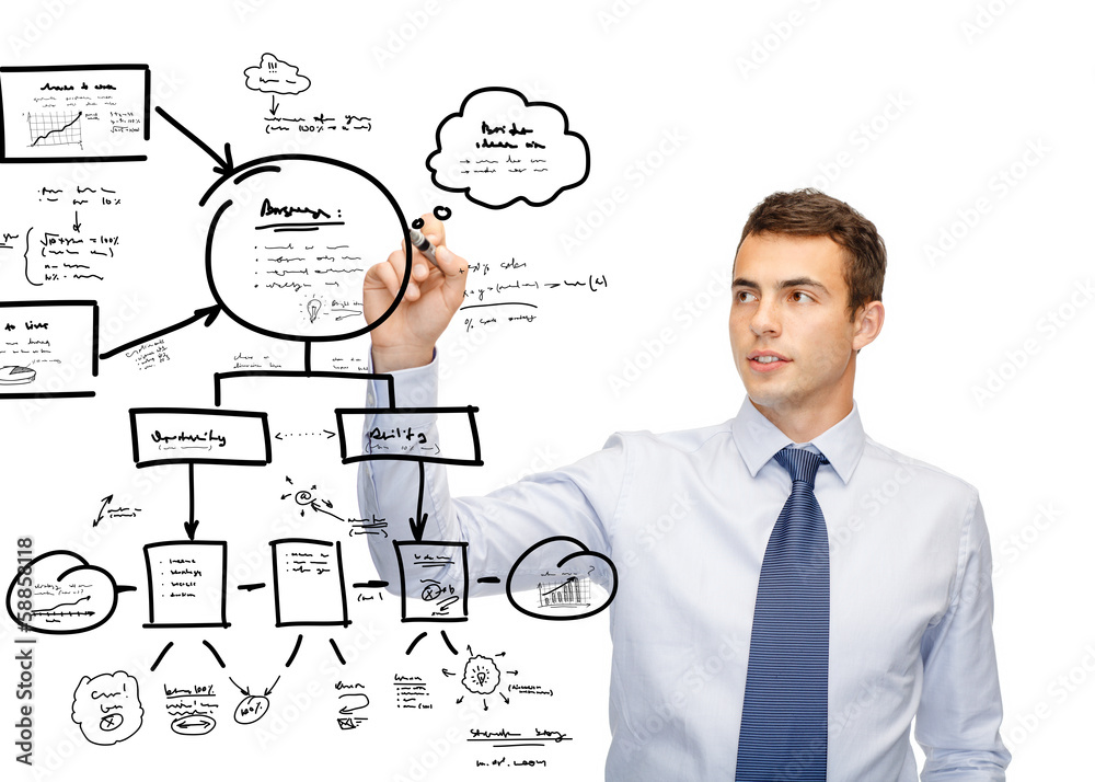 attractive buisnessman or teacher with marker attractive buisnessman or teacher with marker