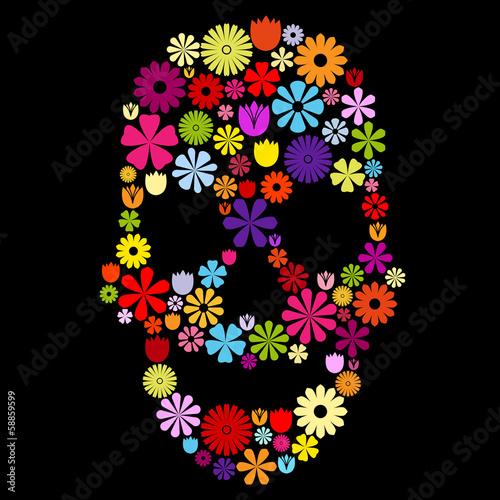 Flower skull in colors