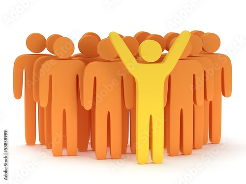 Group of stylized orange people with teamleader