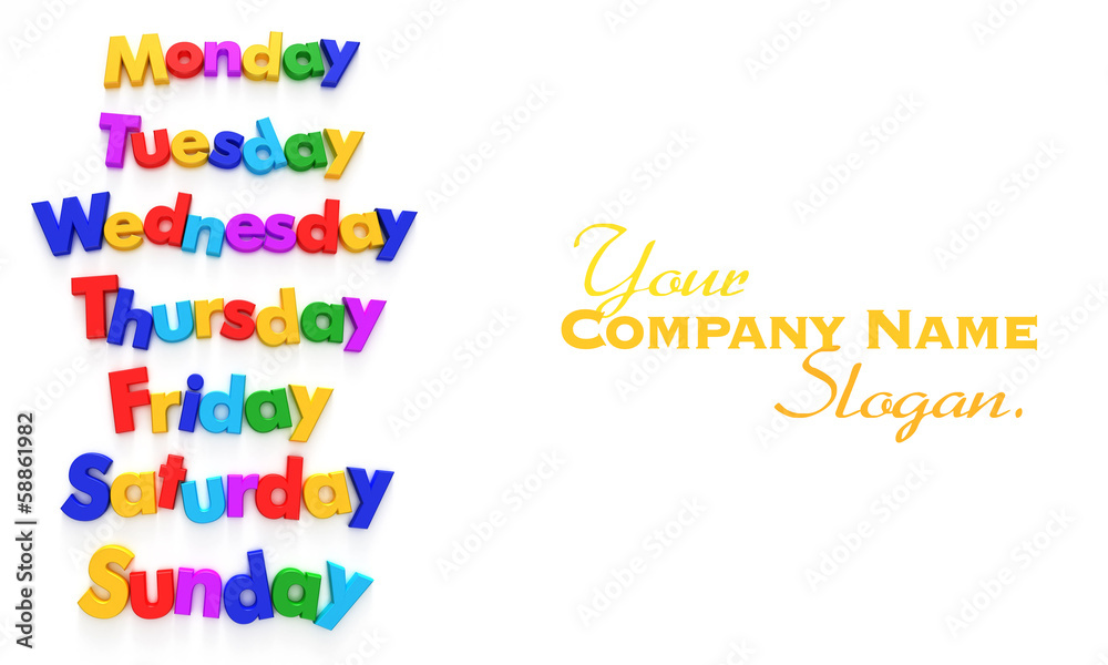 days of the week in letter magnets days of the week in letter magnets