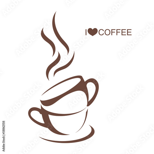 Two coffee cup with plate on isolated white background